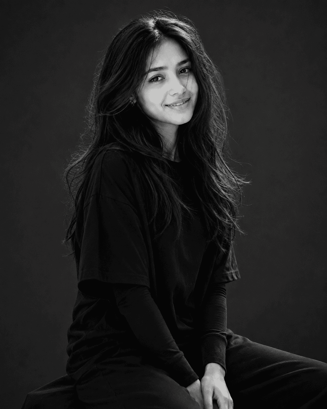 Black & White Fine Art Studio Portrait | AI Photography Prompt