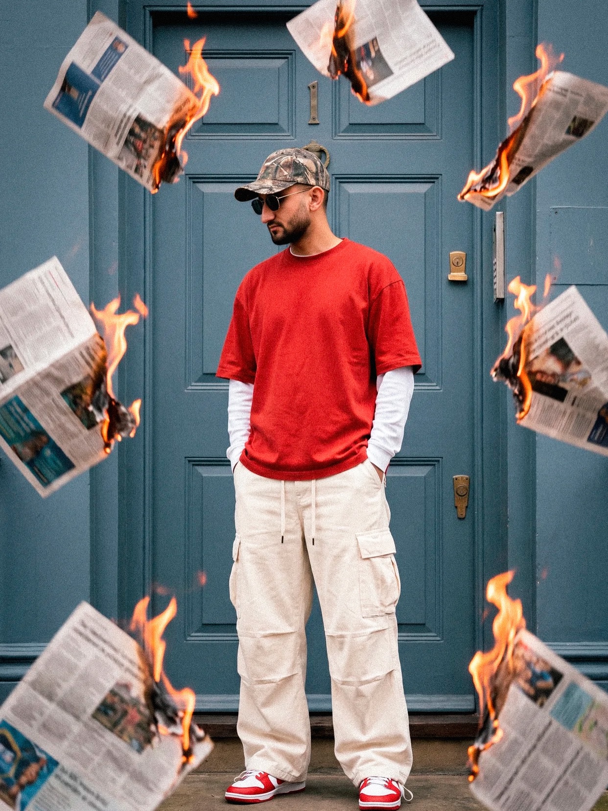 Burning Newspaper Orbit Streetwear Portrait