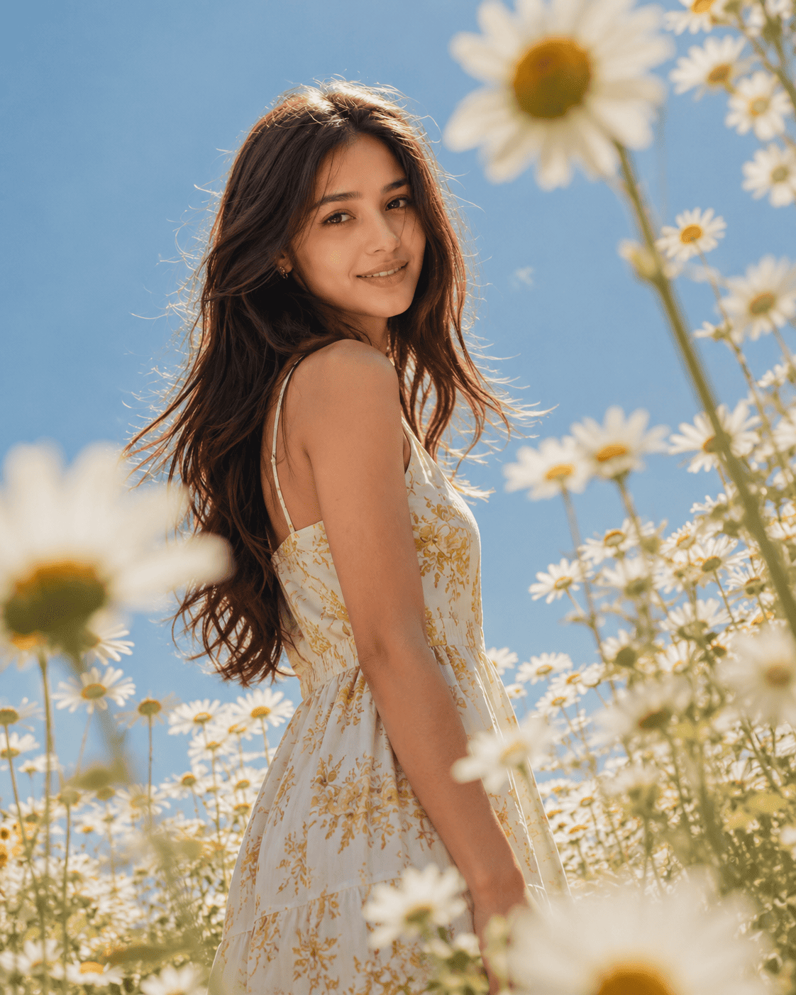 Cinematic Daisy Field Summer Portrait | AI Image Editing Prompt