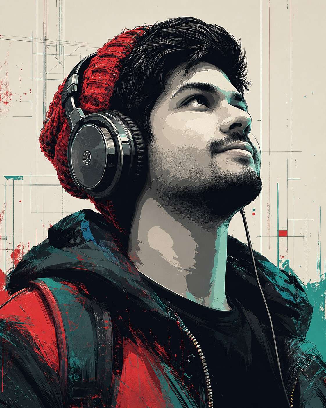 Cinematic Pop Art Headphones Portrait Prompt
