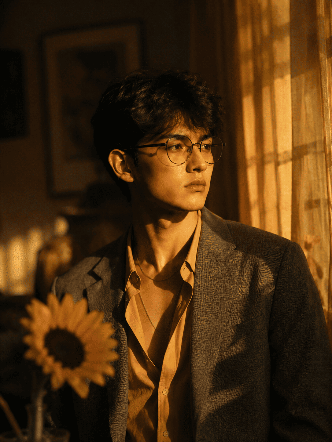 Golden Hour Sunflower Portrait AI Prompt