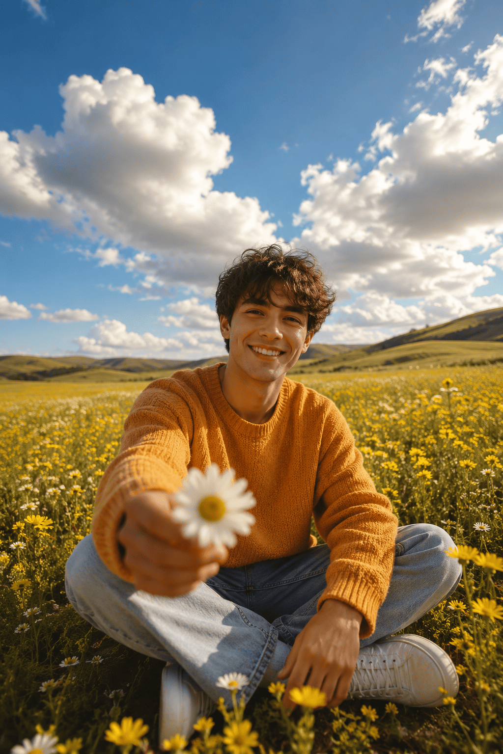 Golden Hour Wildflower Meadow Portrait | Cinematic Spring Editorial