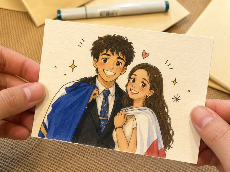 Hand Drawn Anime Couple Watercolor Art AI Prompt