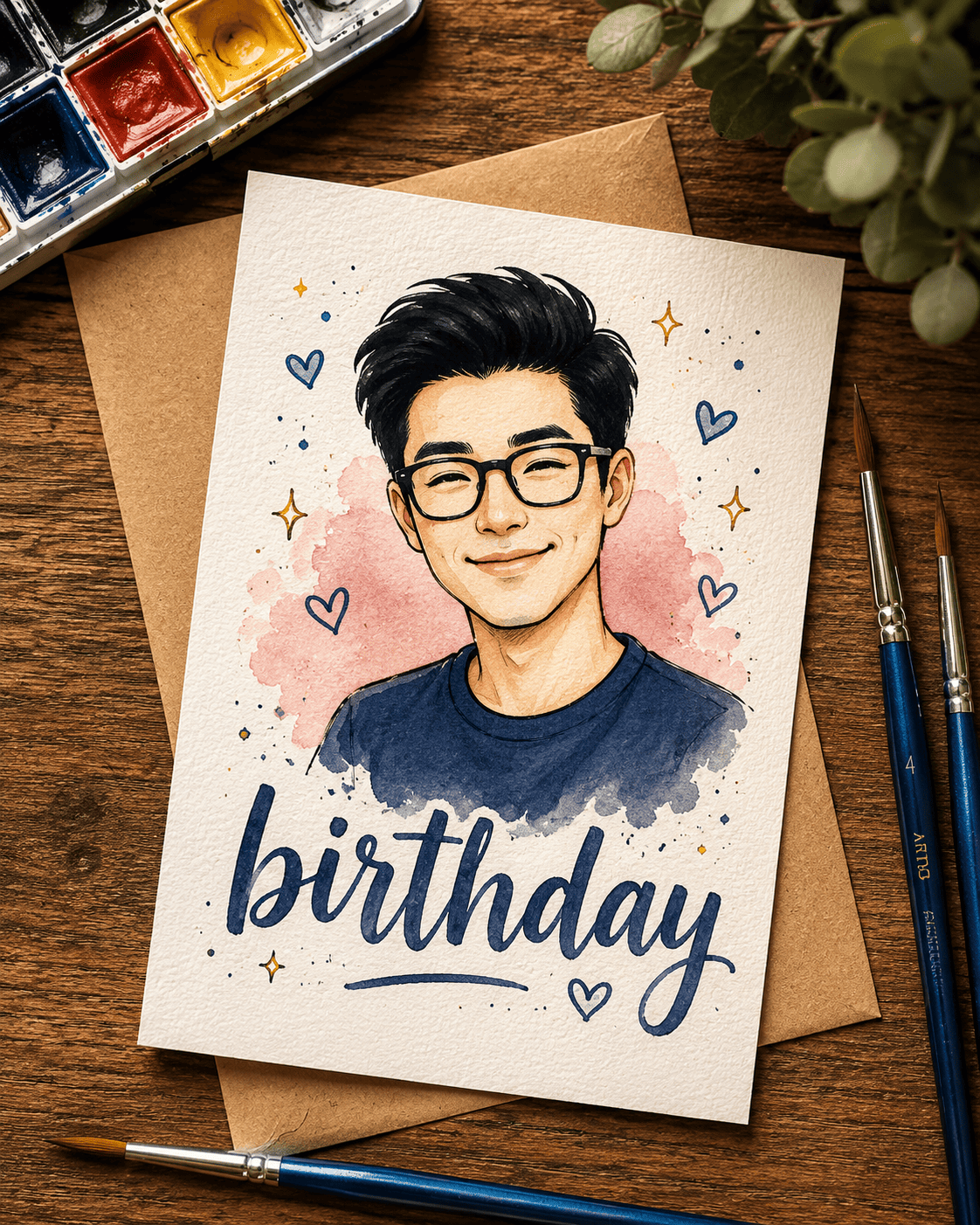 Handmade Watercolor Birthday Greeting Card AI Prompt
