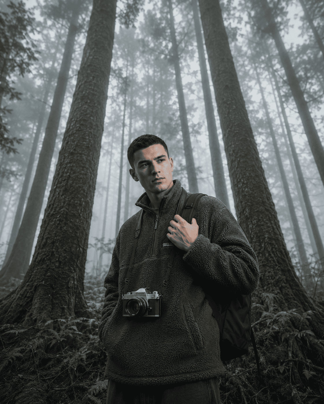 Hyper-Realistic Cinematic Misty Forest Explorer Portrait Prompt (100% Face Accuracy)