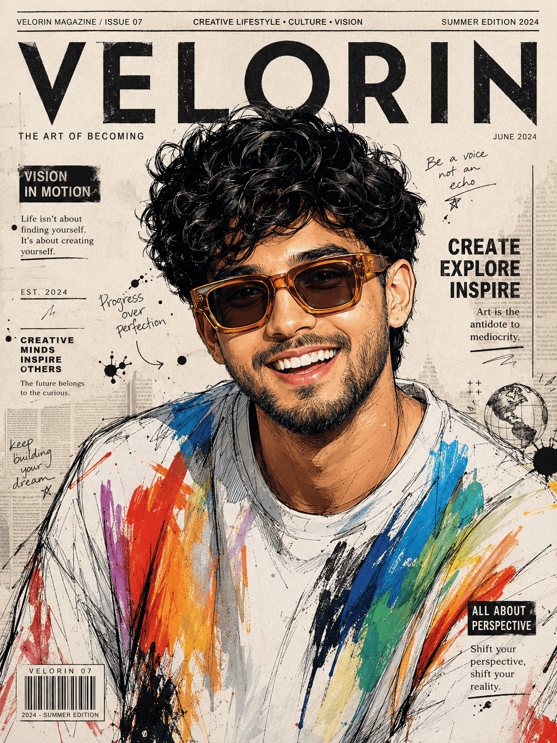 Hyper-Realistic Comic Editorial Portrait | Illustrated Magazine Cover Art
