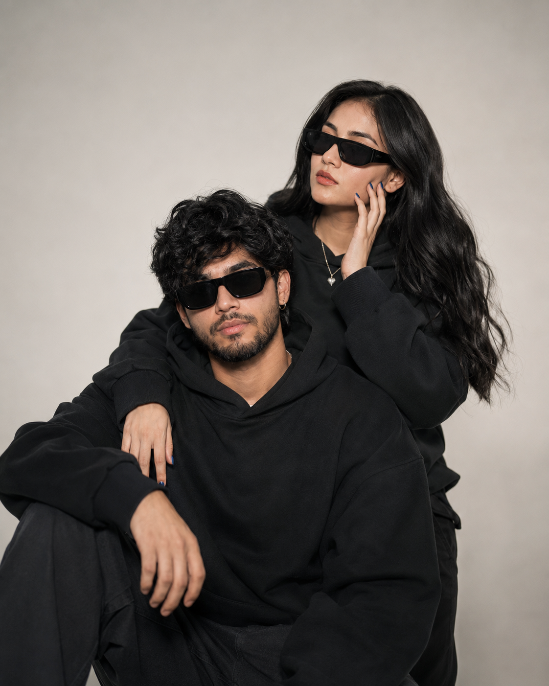 Hyper-Realistic Luxury Streetwear Couple Portrait | Minimalist Fashion Editorial