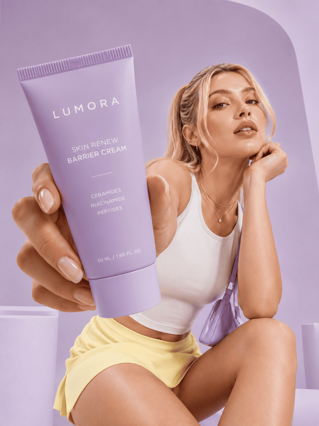 Luxury Lavender Skincare Cream Fashion Campaign Prompt | Editorial Beauty Advertising