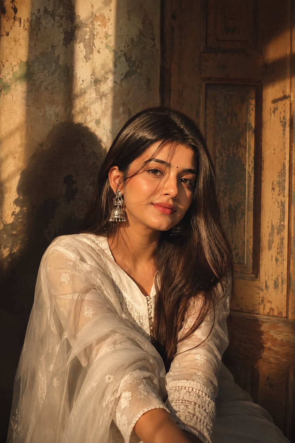 Moody Vintage Room Portrait with Golden Hour Cinematic Lighting