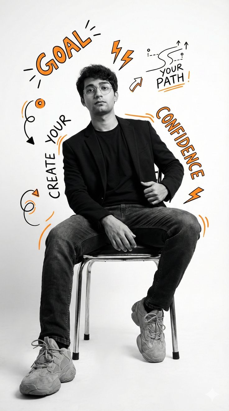 Motivational Editorial Portrait Poster with Hand-Drawn Typography Design