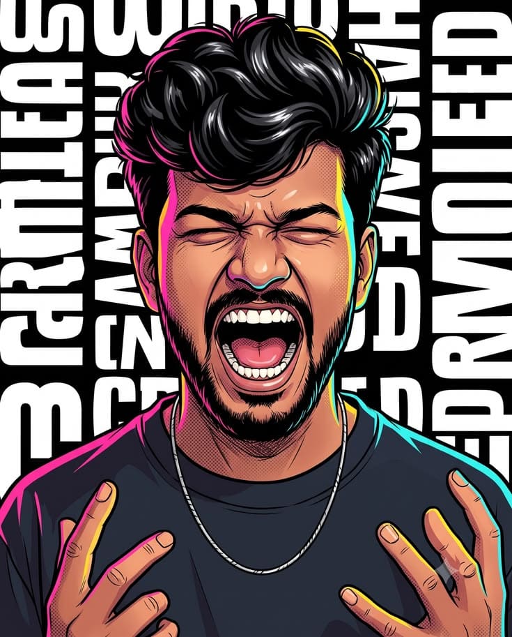 Neon Pop Art Comic Portrait | Cyberpunk Motivational Poster Style