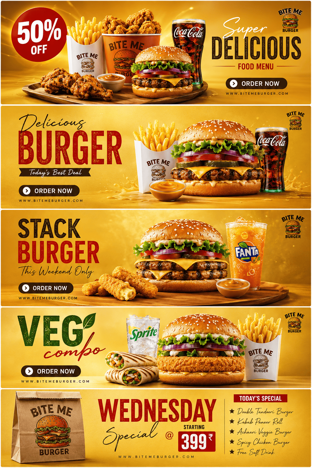 Premium Fast Food Restaurant Banner Collection AI Prompt