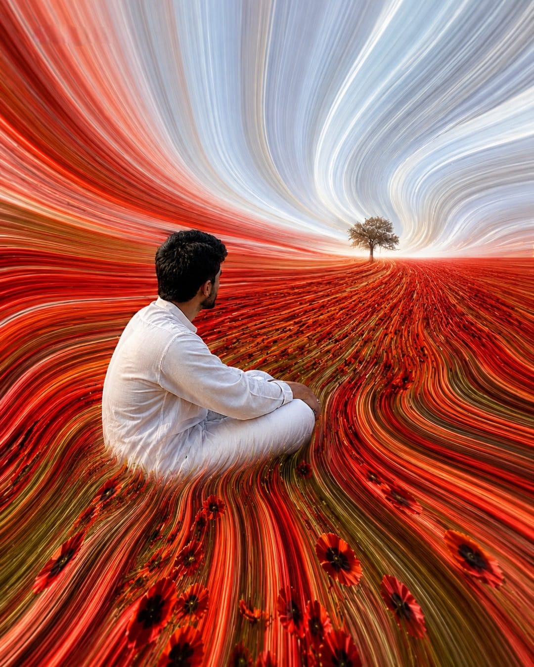Premium Pixel Stretch Artwork with Cinematic Flowing Color Ribbons