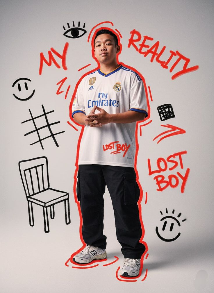 Streetwear Graffiti Editorial Portrait with Mixed Media Poster Design