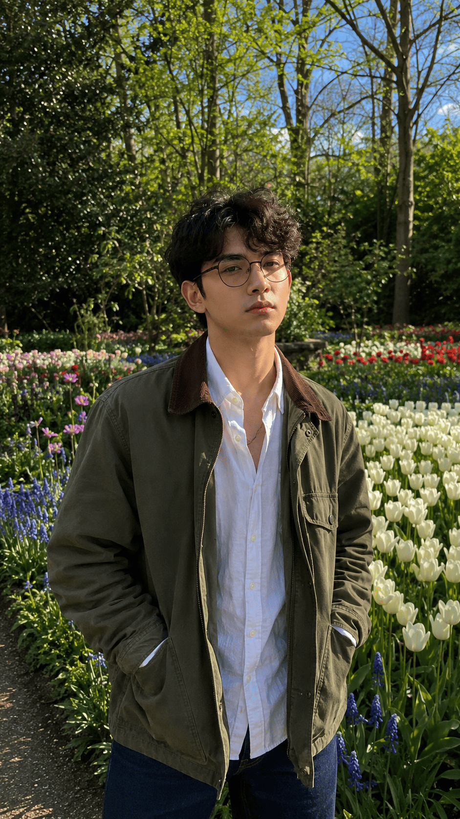 Ultra-Realistic Botanical Garden Fashion Portrait