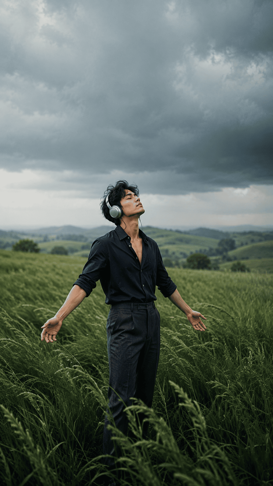 Ultra-Realistic Cinematic Portrait of a Stylish Young Man in a Green Meadow