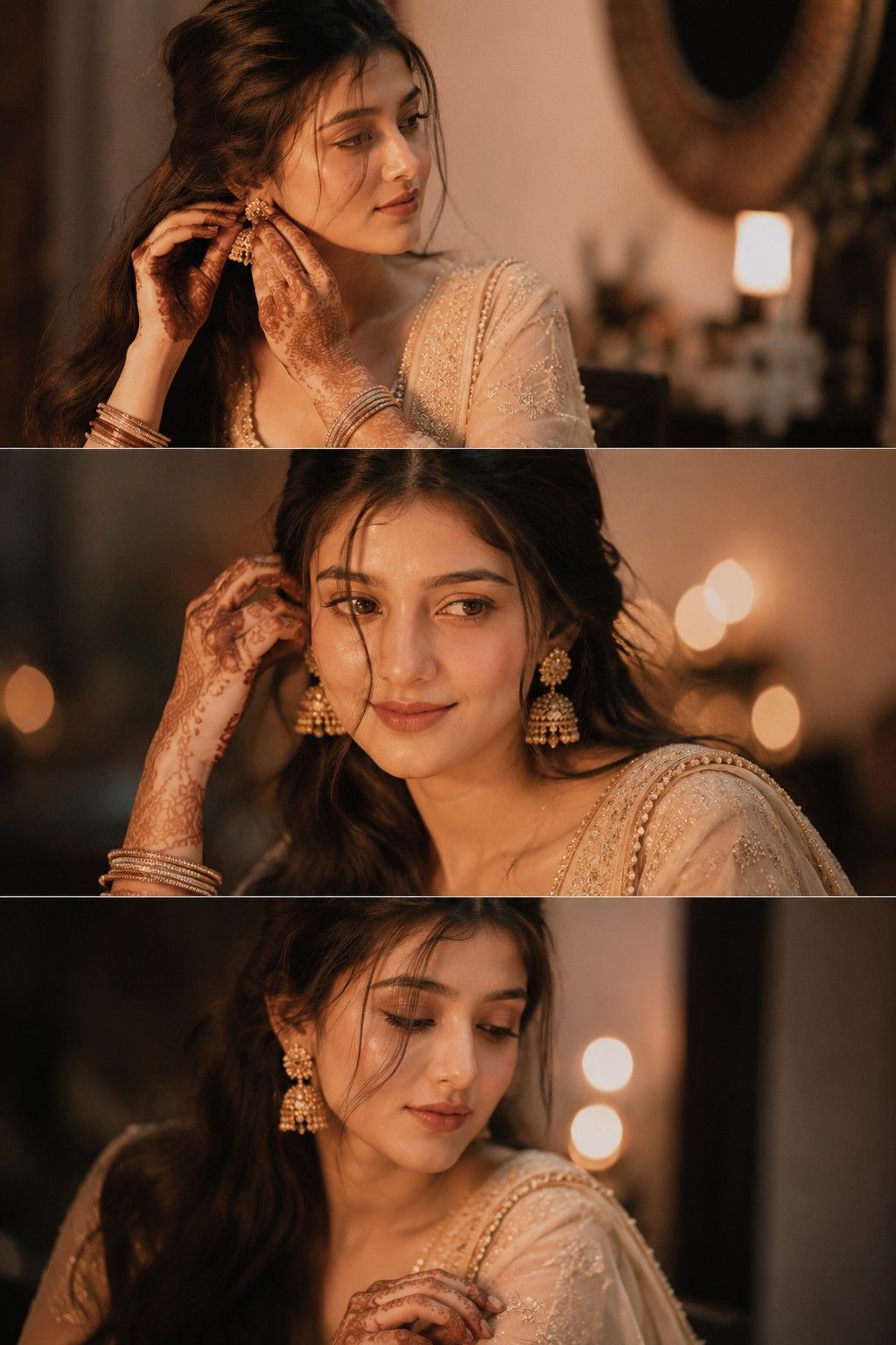Warm Cinematic Traditional Portrait Collage Prompt | Preserve Face | AI Photo Prompt